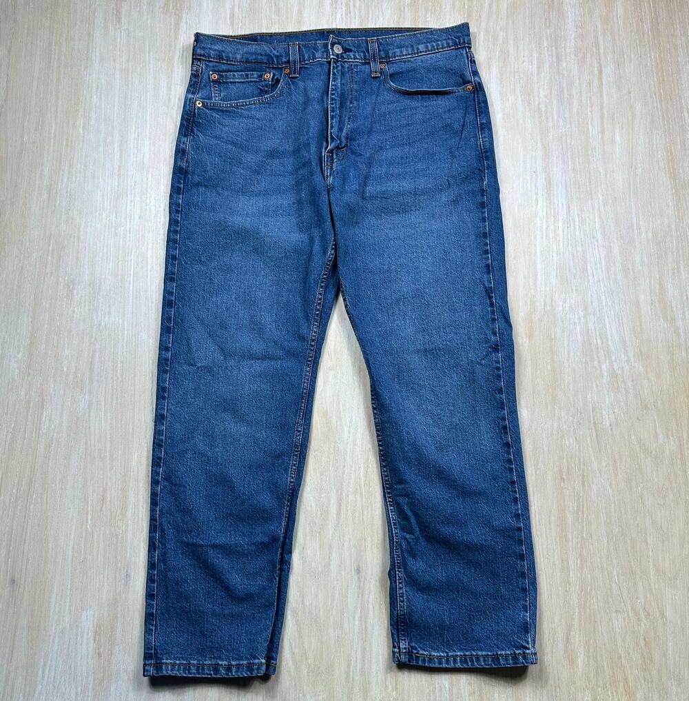 Levi's 505 Medium Wash Regular Fit Straight Leg Classic Denim Blue Jeans 36x29